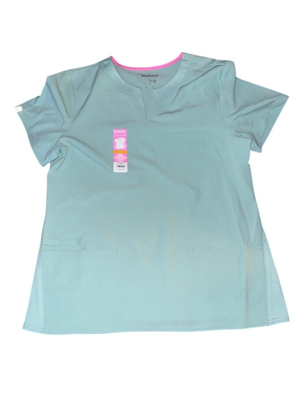 Scrubstar Womens Aqua Blue V-Neck Scrub Top With Pockets Size L